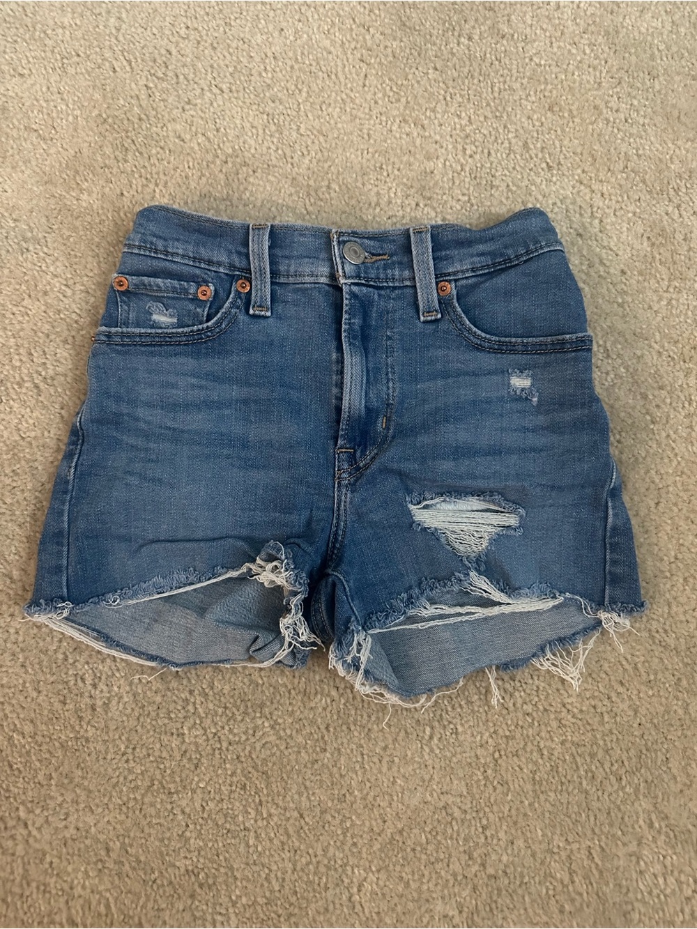 Levi's Distressed Blue Denim Cutoff Shorts